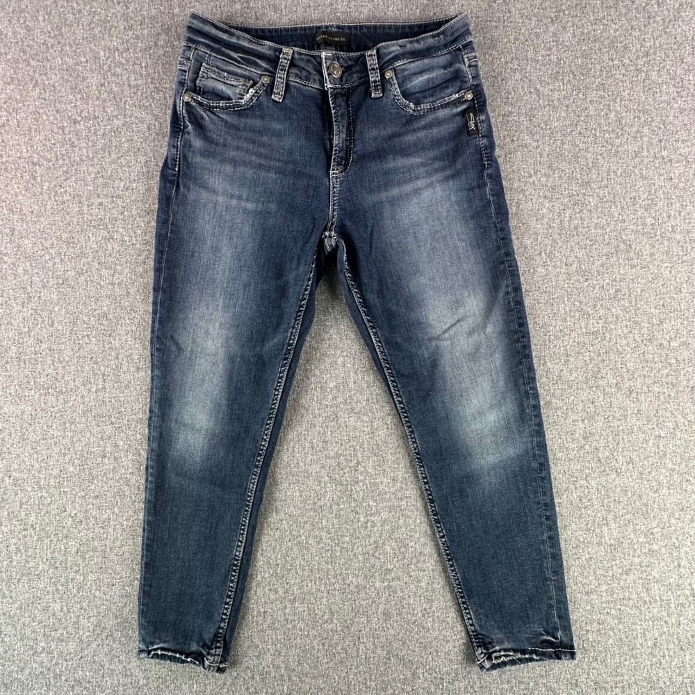 Silver Jeans Co. Jeans Womens 29 Avery Skinny Crop Blue Dark Wash Stretch L44910